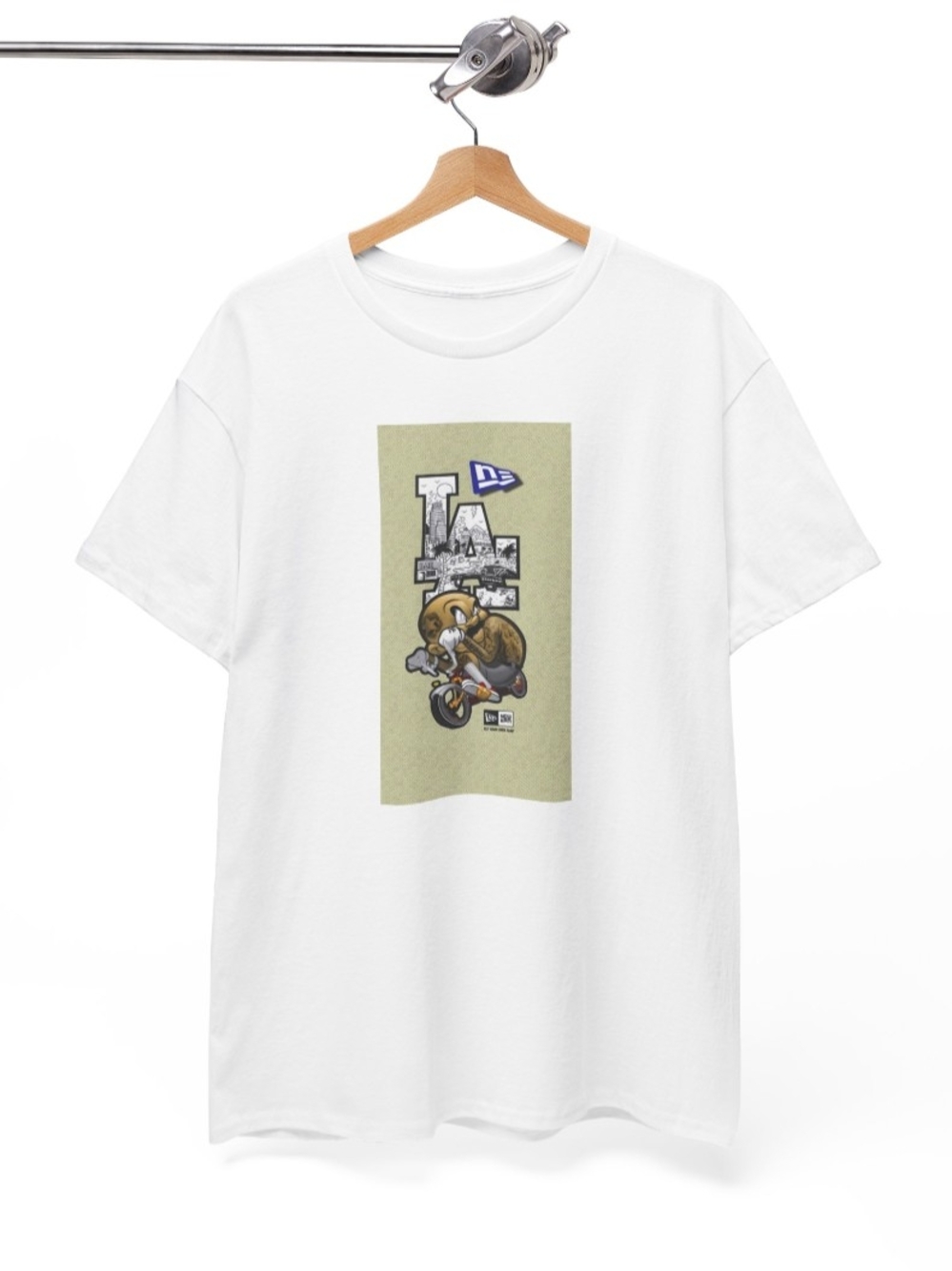Gildan White Short Sleeve T‑Shirt with LA Graphic